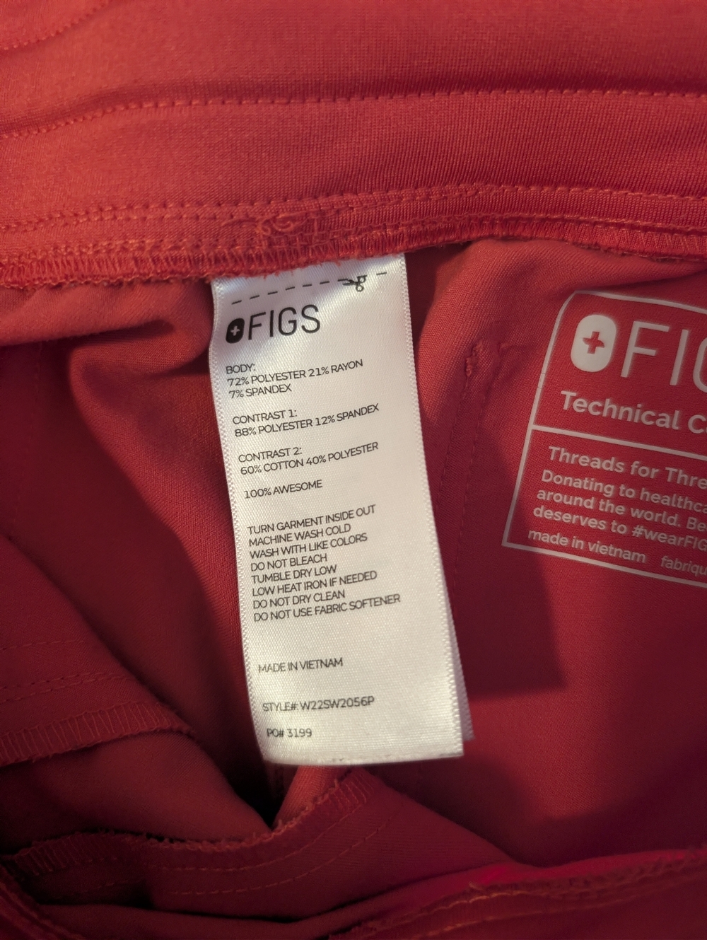 Figs Women Joggers, Red- Raspberry Color Medium Petite - Picture 6 of 6